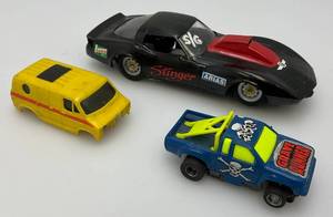 lot 30 image: Misc. Slot Sor Including Vintage Stinger Corvette Slot Car And HO Scale Truck Slot Car And Van Body