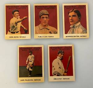 1993 Bordon Miniature Cracker Jack Ball Players Baseball Cards Including COBB, EVERS, LAJOIE, MATHEWSON, And PLANK