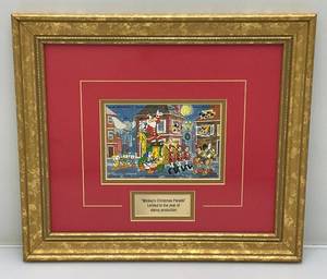 lot 144 image: Limited To Print Year DISNEY Mickeys Christmas Parade Stamp Set Framed Behind Glass With COA
