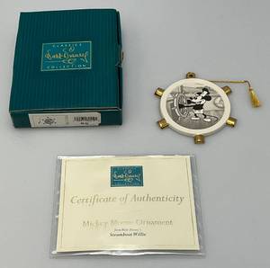 lot 184 image: WDCC Walt Disney Classic Collection Mickey Mouse Steamboat Willie Ornament With COA In Original Box