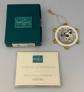 lot 186 image: WDCC Walt Disney Classic Collection Mickey Mouse Steamboat Willie Ornament With COA In Original Box