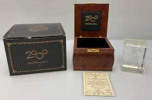 Est. $150.00 - $300.00 Limited Edition 1/4500 Walt Mickey Mouse Millenium Crystal Cube Disney World 2000 Laser Cut In Wooden Display Box With COA