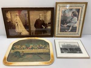 lot 241 image: Misc. Vintage Framed Items Including The Last Super & More (Largest Frame 17 12 x 27 12)