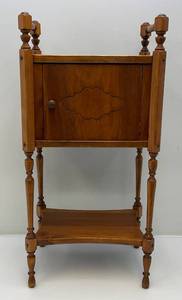 lot 248 image: Antique 1920s Turned Wood Tobacco Humidor Smoke Stand (Has Repaired Piece On Top) 29 38 H x 14 14 L x 10 14 W