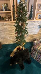 lot 79 image: Artificial Christmas Tree with Bear Family Decor