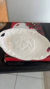 lot 121 image: Vintage Turkey Embossed Serving Platter and Kromex Brass Handle Serving Tray