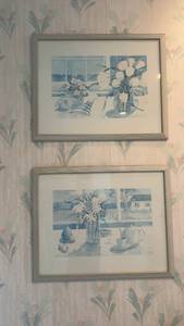 lot 134 image: Pair of Framed Floral and Teatime Watercolor Prints