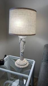 lot 139 image: Elegant White Table Lamp with Drum Shade