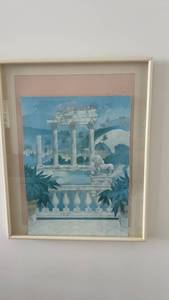 lot 162 image: Framed Architectural Print of Classical Pillars and Landscapes