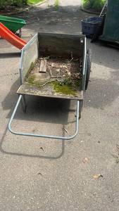 lot 244 image: Used Garden Utility Cart with Double Handles and Large Wheels