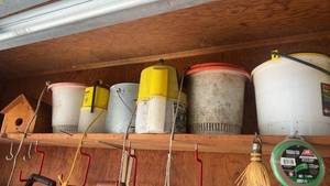 lot 308 image: Collection of Utility Buckets and Decor Items