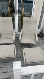 lot 337 image: Set of 3 Outdoor Patio Chairs and Glass-Top Table