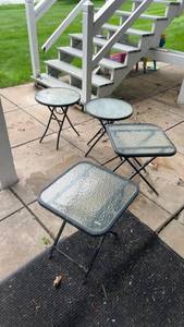 lot 350 image: Set of 4 Outdoor Folding Glass Tables