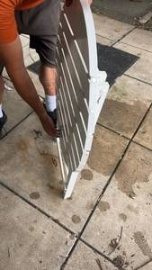 lot 351 image: Used White Slatted Folding Outdoor Table