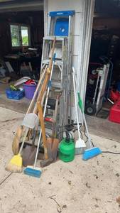 lot 359 image: Collection of Garden and Home Tools with Extension Ladder