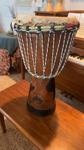 lot 383 image: Handcrafted Wooden African Djembe Drum