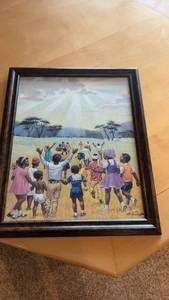 lot 395 image: A Gathering of Children Framed Artwork by Arthur Sarnoff