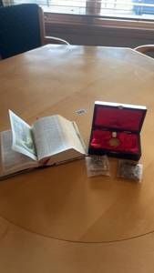 lot 408 image: Decorative Hebrew Bible and Three Kings Gift Set with Frankincense, Myrrh, and Gold