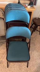 lot 413 image: Set of 6 Vintage Blue Folding Chairs