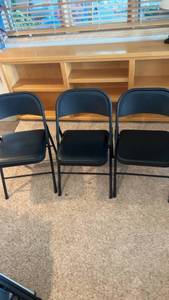 lot 418 image: Set of 3 Black Metal Folding Chairs