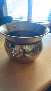 lot 422 image: Antique Brass Urn with Decorative Design