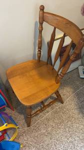lot 443 image: Solid Wood Dining Chair with Spindle Back Design