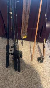 lot 462 image: Collection of Fishing Rods and Reels with Various Designs