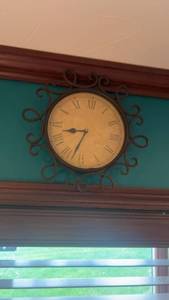 lot 494 image: Antique-Style Wall Clock with Ornate Metal Frame