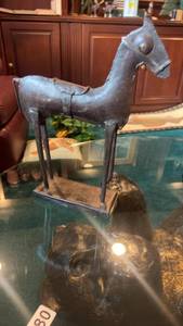 lot 495 image: Metal Horse Sculpture with Patina Finish