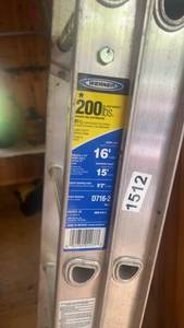 lot 512 image: Werner 16 ft Aluminum Extension Ladder, 200 lbs Load Capacity