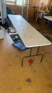 lot 549 image: 8ft Folding Utility Table with Metal Legs