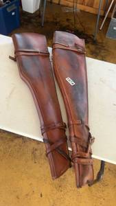 lot 574 image: Pair of Leather Rifle Cases with Closure Straps