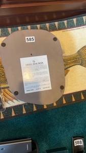 lot 585 image: Large Grizzly Bear Track Sculpture with Informational Plaque-Actual size