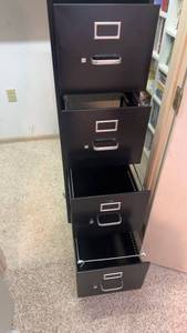 lot 599 image: Black 4-Drawer Vertical Filing Cabinet
