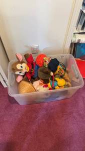 lot 607 image: Collection of Assorted Plush Toys in Storage Bin