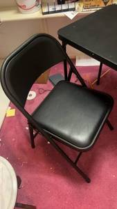 lot 613 image: Black Folding Chair with Padded Seat