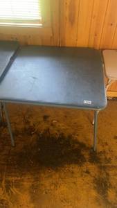 lot 630 image: Square Folding Table with Metal Legs
