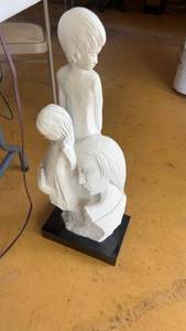 lot 637 image: White Marble Sculpture of Mother and Children