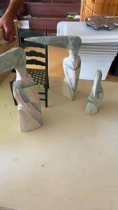 lot 657 image: Set of 3 Hand-Carved Wooden Pelican Sculptures