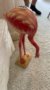 lot 666 image: Wooden Carved Flamingo Decor Statue