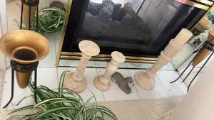 lot 667 image: Set of Decorative Candle Holders and Matching Vases