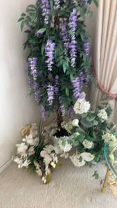 lot 669 image: Assorted Artificial Flower Arrangements with Purple Wisteria