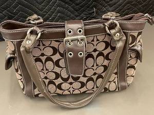 lot 1 image: Coach Signature Brown and Tan Satchel Handbag