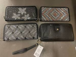 lot 15 image: Set of 4 Beaded and Faux Leather Wallets with Wrist Straps
