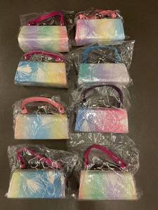 lot 19 image: Set of 8 Gradient Patterned Mini Handbags with Handles