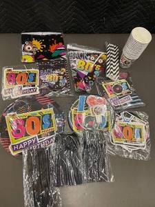 lot 31 image: Complete 80s Themed Party Supplies Set