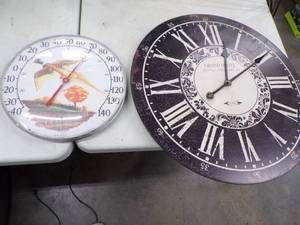 lot 30 image: Vintage Thermometer and Clock