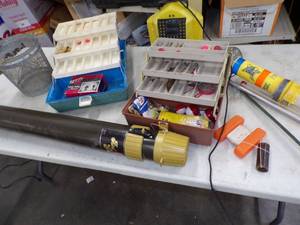 lot 45 image: Rod Holder, Fishing Equipment, Tackle Boxes and Minnow Trap