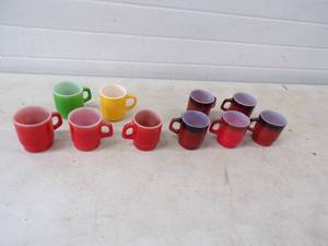 lot 75 image: 9 Fire King Cups and 1 Vintage Cup