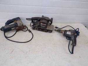 lot 116 image: Jig Saw, Belt Sander and Sheet Rock screw driver